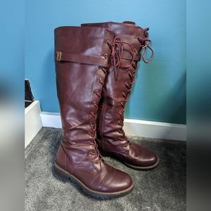 Knee High Wide Calf Brown Riding Boots